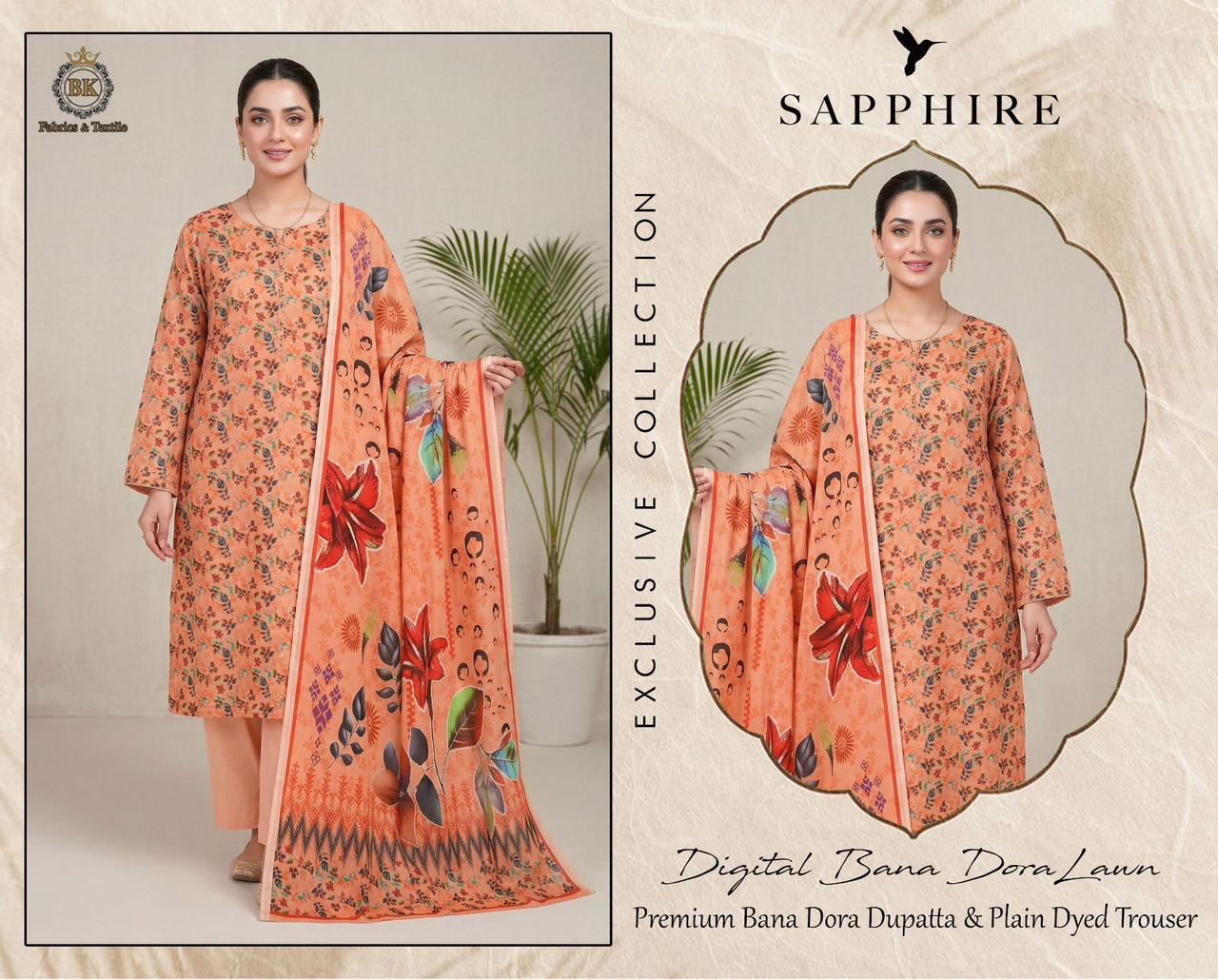 Sapphire Exclusive Peach Lawn