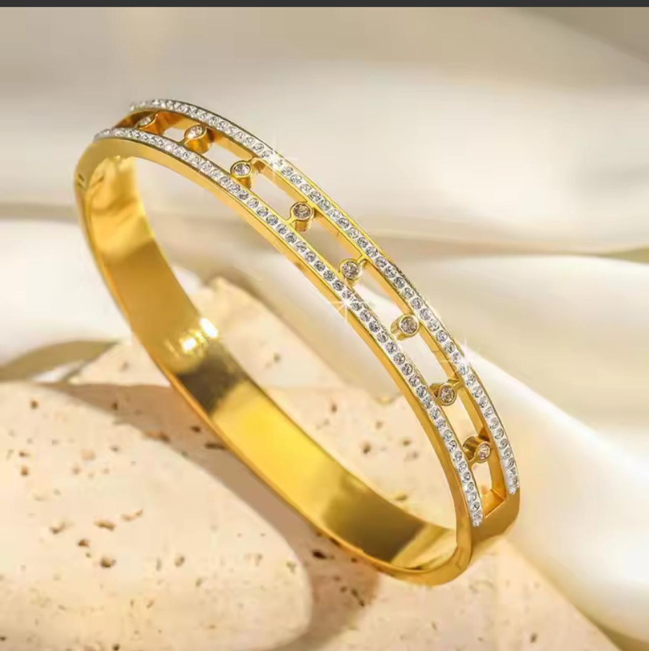 Double Row Crystal Bangle