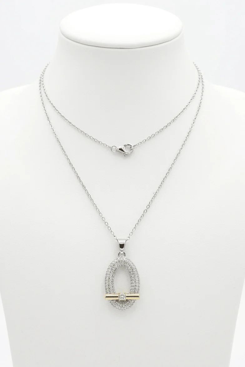 Crystal Oval Pendant Necklace