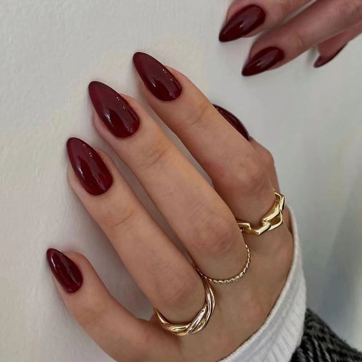Dark Maroon Gloss Almond